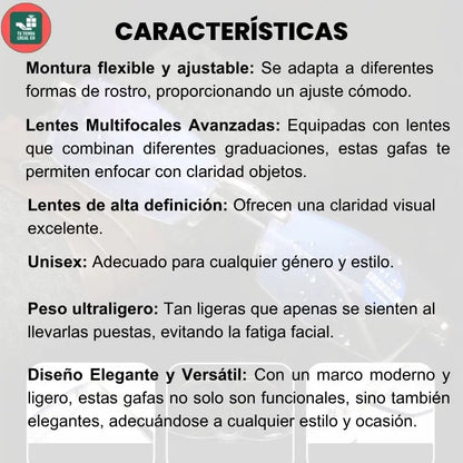 GAFAS MULTIFOCALES INTELIGENTES TR90 CON ZOOM AUTOMÁTICO, PROTECIÓN DE LUZ AZUL Y EFECTO FOTOCROMÁTICO +3.0+ 2.5 +2.0 +1.5